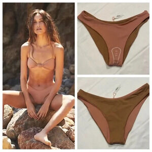 New! Free People x Kya Stella  reversible bikini bottom rose sand 19058